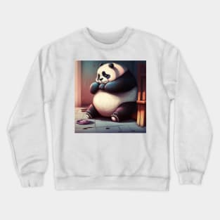 Bored Obese Panda in Depression Crewneck Sweatshirt